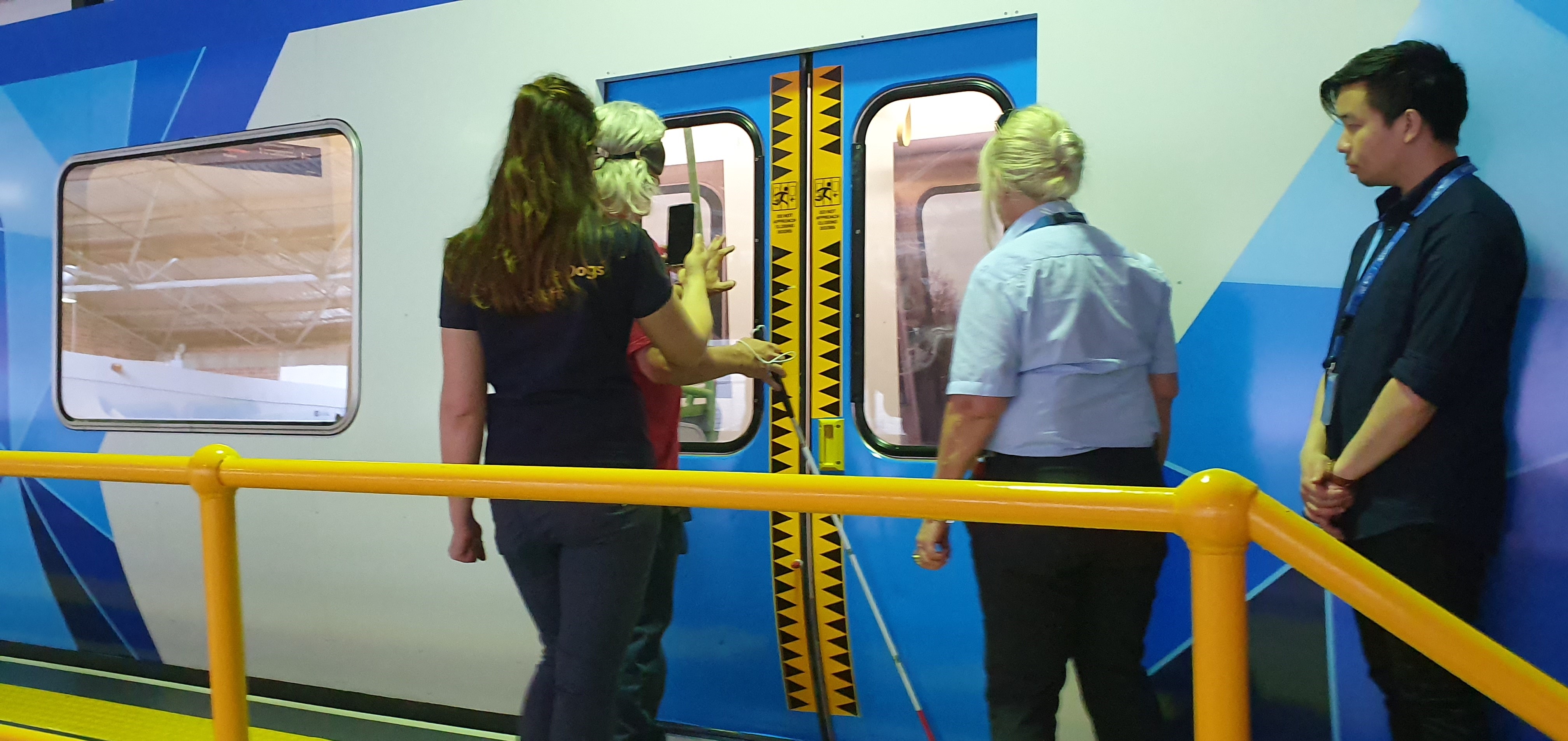 Metro Trains staff find the open door level on our model train thanks to the help of AIRA